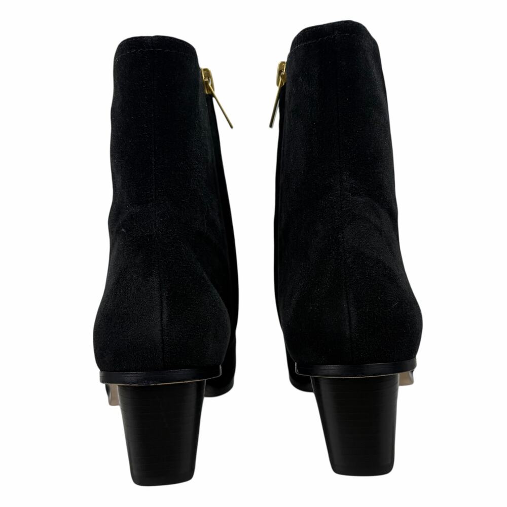 Veronica Beard Ames Suede Block Heel Ankle Boots Black Size 8M - Picture 9 of 13